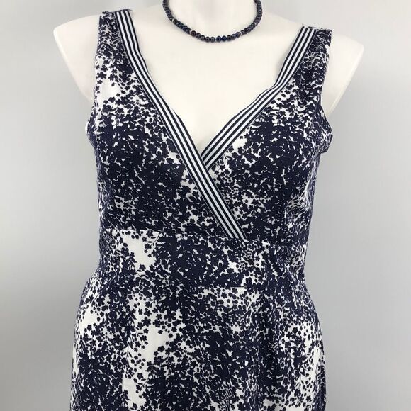 Blu Sage size 14 sleeveless blue white floral dress - Picture 1 of 6